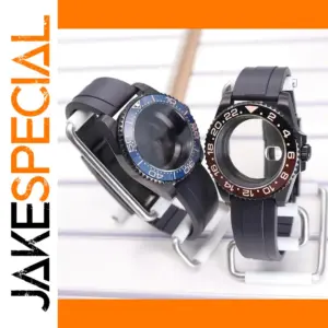 40mm Stainless Steel Watch Case with Rubber Strap