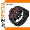 SANDA 6021 Sport Watch for Men Black Red