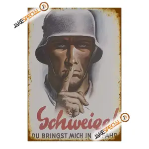 Vintage German Soldier Metal Sign 8x12 Inch