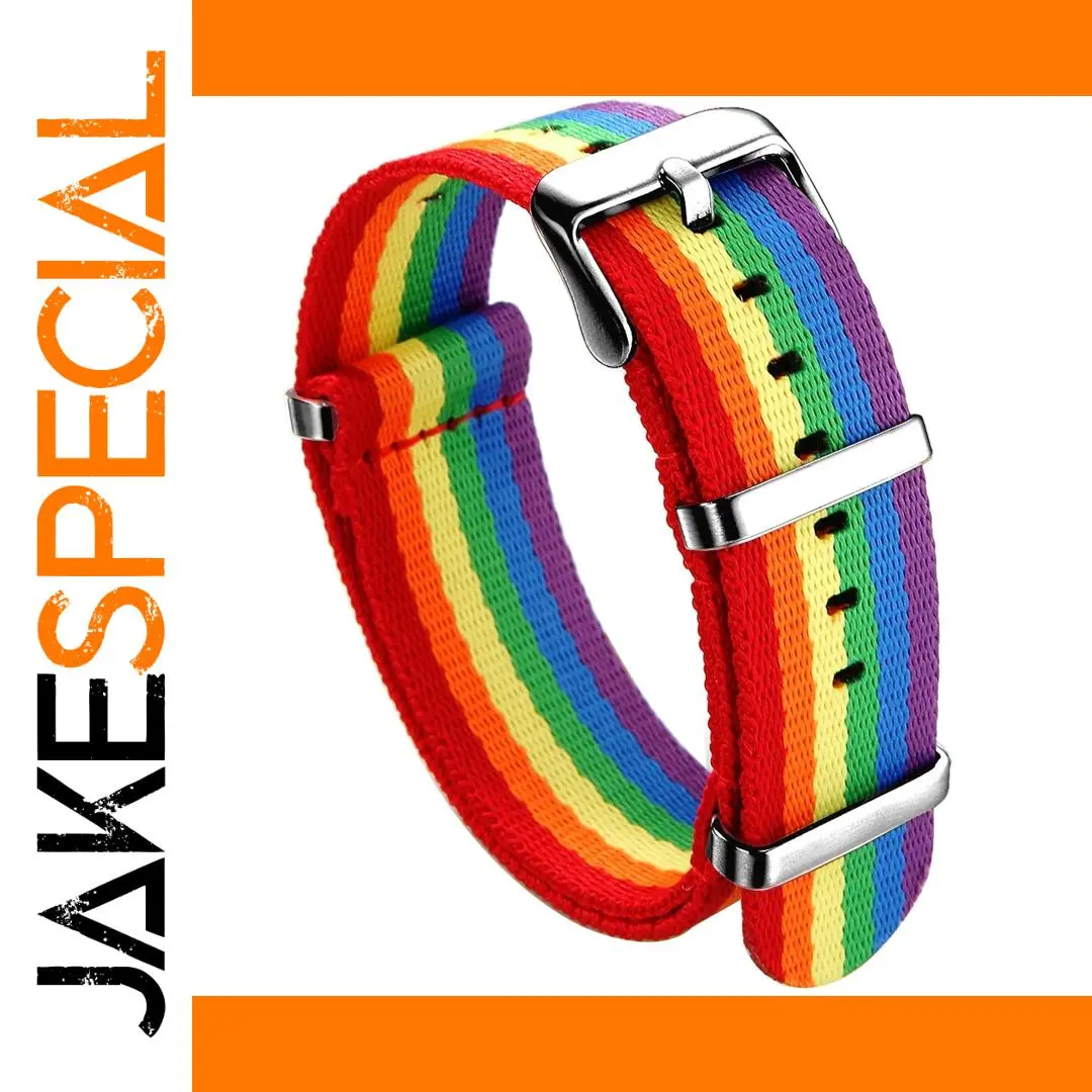 Vibrant Rainbow Nylon Watch Strap 20mm 22mm 1 Vibrant Rainbow Nylon Watch Strap 20mm 22mm