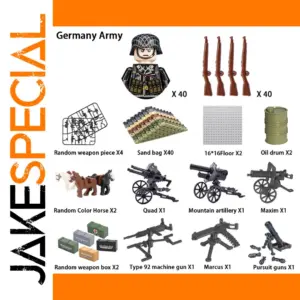 Military Building Kit with Minifigures and Accessories
