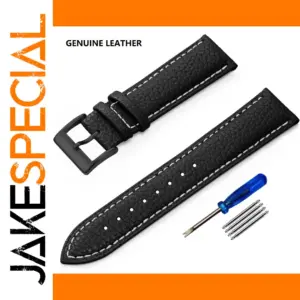 Genuine Black Leather Watch Strap 12-24mm