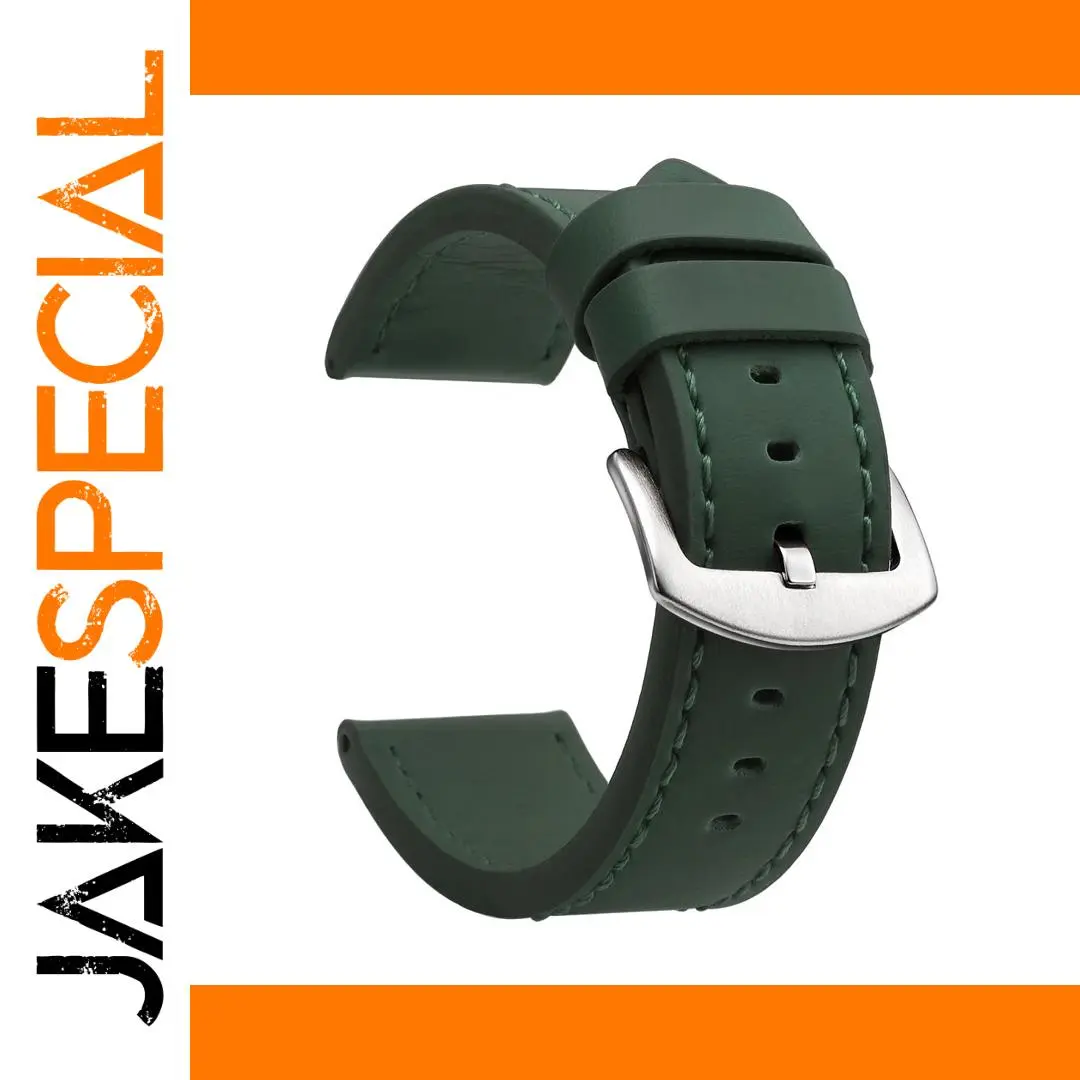 Green Leather Watch Strap 18mm 20mm 22mm 24mm 1 Green Leather Watch Strap 18mm 20mm 22mm 24mm