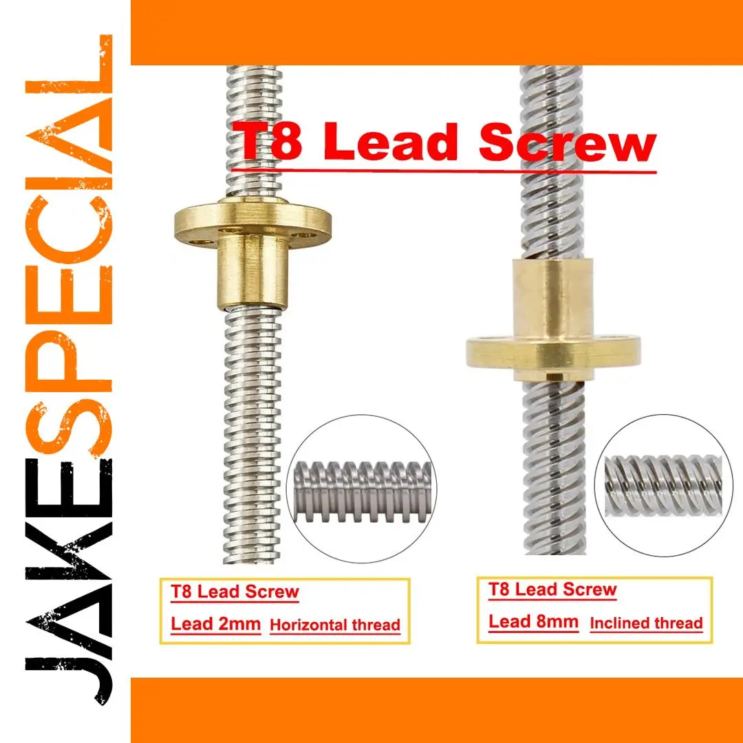 T8 Lead Screw Set 2pcs 8mm/2mm Pitch 2mm 1 T8 Lead Screw Set 2pcs 8mm/2mm Pitch 2mm