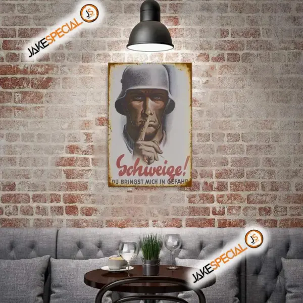Vintage German Soldier Metal Sign 8x12 Inch - Image 3
