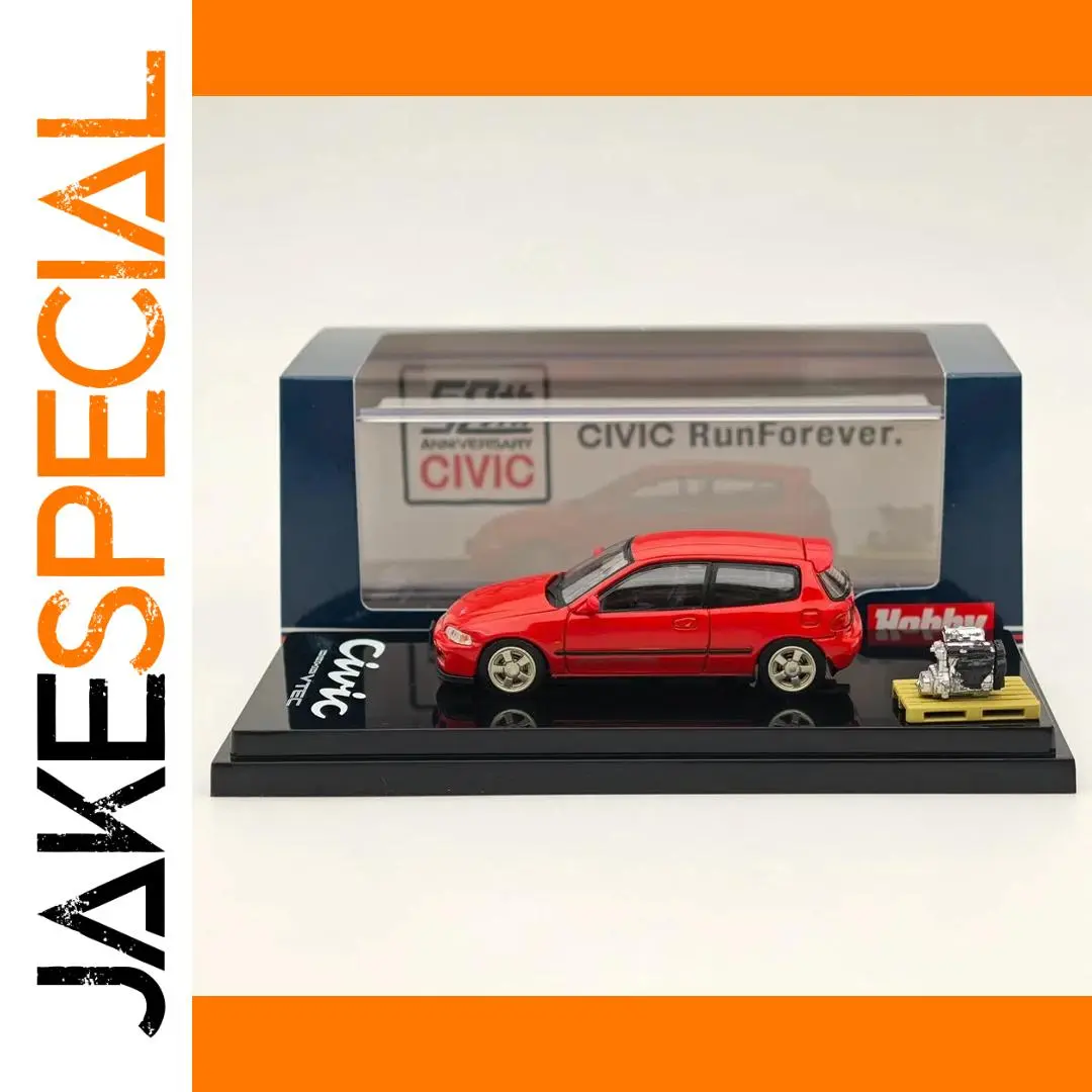 1/64 Scale Red Honda Civic EG6 Model with Engine 1 1/64 Scale Red Honda Civic EG6 Model with Engine