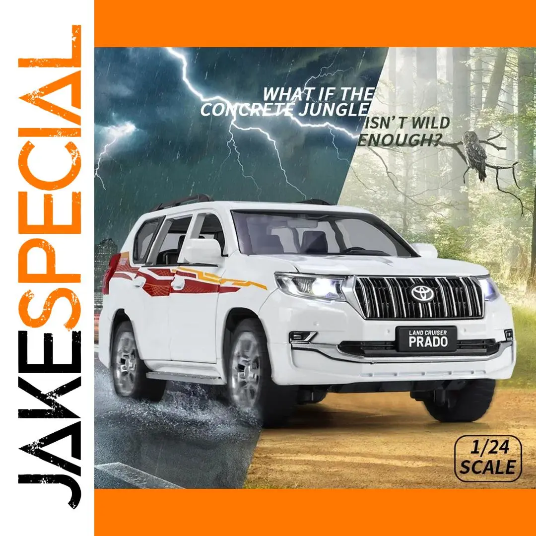 1:24 Scale White Toyota Prado Diecast Model Car 1 1:24 Scale White Toyota Prado Diecast Model Car