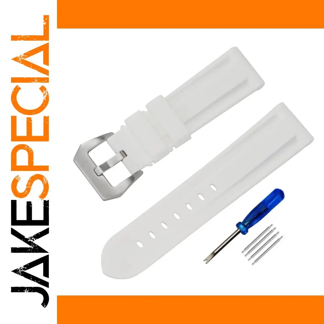 Silicone Watch Band in White Silver Finish 1 Silicone Watch Band in White Silver Finish