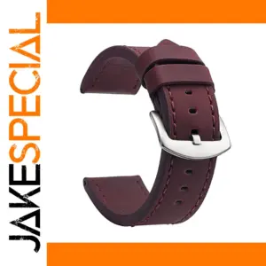 Elegant Leather Watch Strap with Stainless Buckle