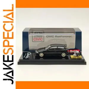 1/64 Diecast Black Honda Civic EG6 Model with Engine