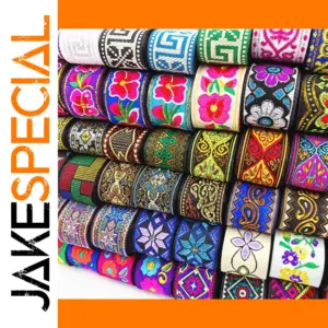 7m Floral Embroidered Jacquard Ribbons 3.3cm