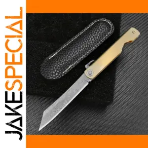 Damascus Steel Folding Knife with Brass Handle