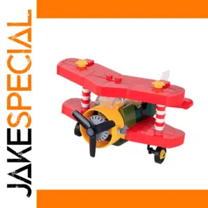 Red Biplane Minifigure Model with Propeller