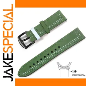 Vintage Genuine Leather Watch Band 22cm Deep Green