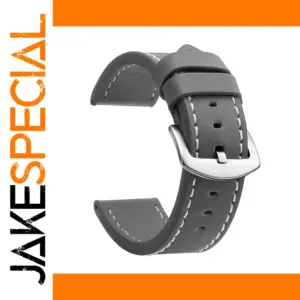 Gray Leather Watch Strap 24mm with Buckle