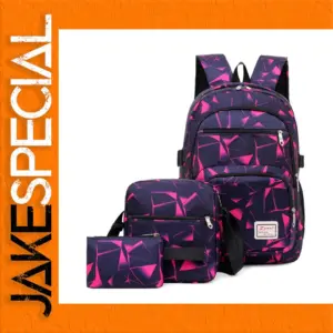 3-Piece Stylish Backpack Set for School