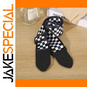 Checkered Pattern Guitar Strap with Adjustable Length