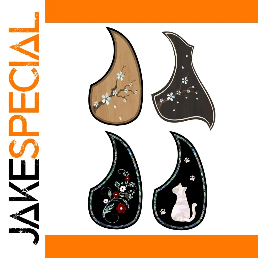 Acoustic Guitar Pickguard Set with Floral Designs 1 Acoustic Guitar Pickguard Set with Floral Designs