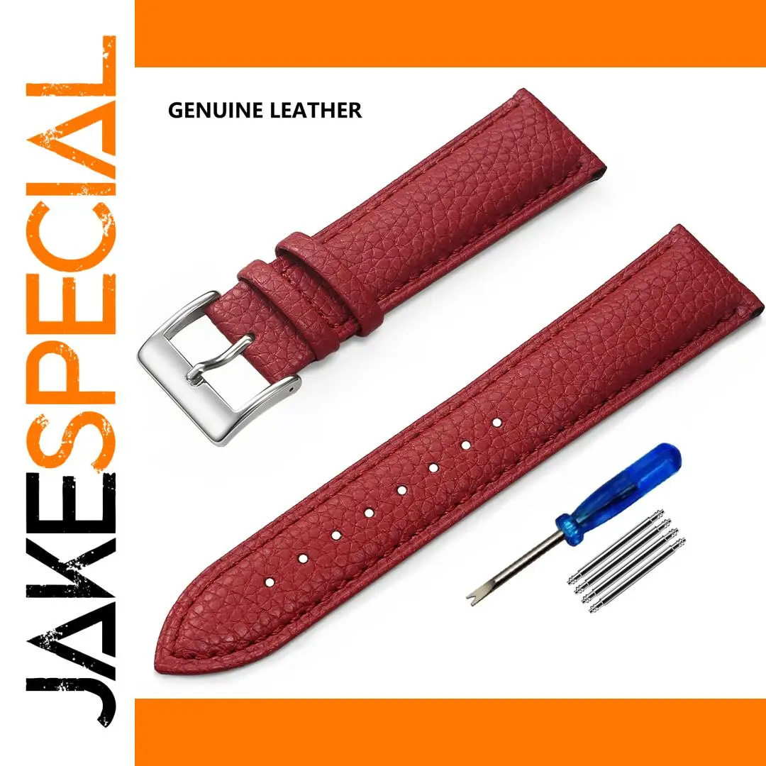 Genuine Leather Watch Band in Rich Red 1 Genuine Leather Watch Band in Rich Red