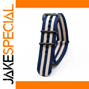 Navy Blue Woven Nylon Watch Strap with Buckle