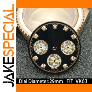 29mm Black VK63 Movement Watch Dial