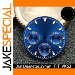 VK63 Dial 29mm Blue Luminous Watch Accessory