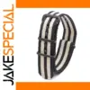 Premium Nylon Watch Strap Black and Beige Stripes 18-24mm