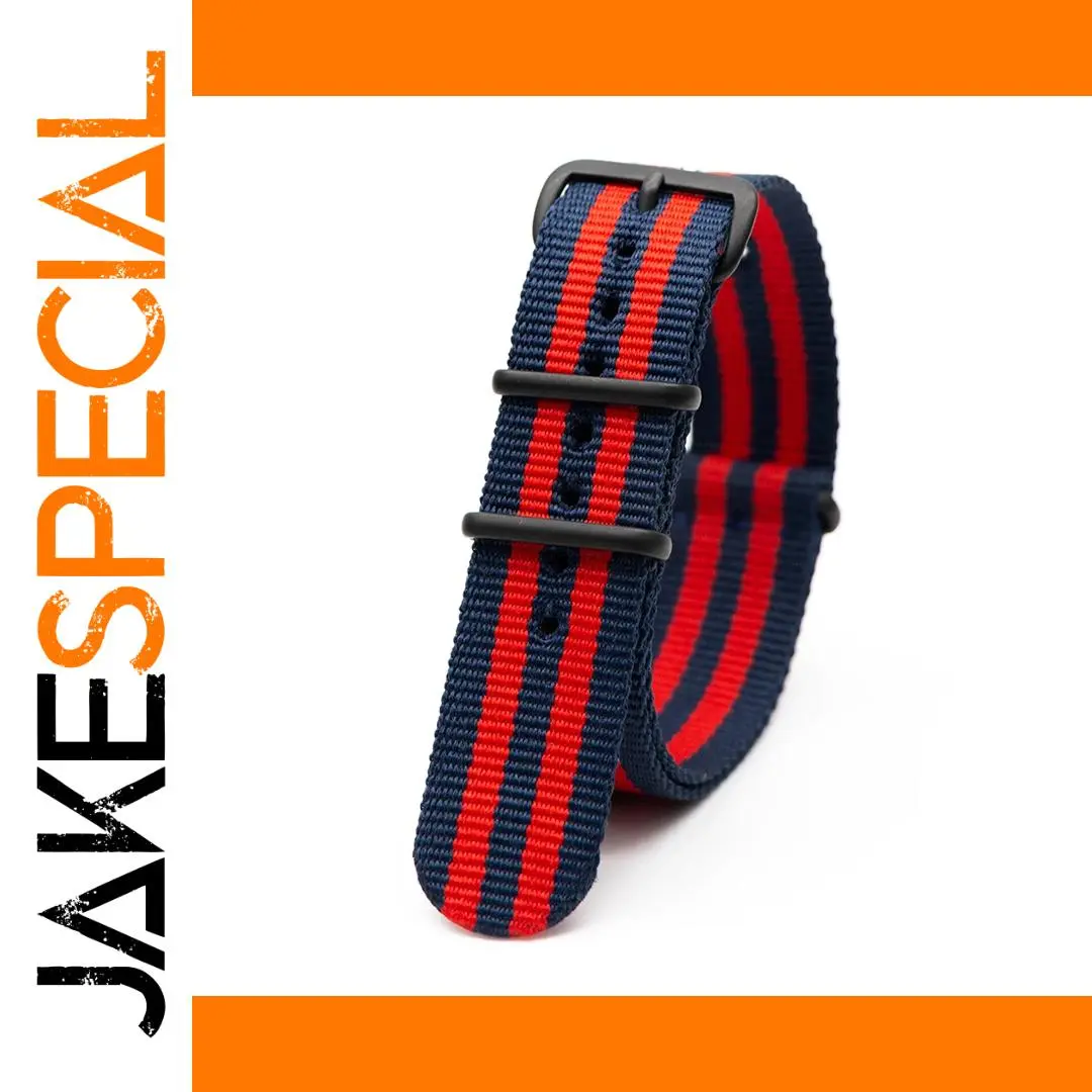 Nylon Watch Strap Blue Red Stripes 18mm 24mm 1 Nylon Watch Strap Blue Red Stripes 18mm 24mm