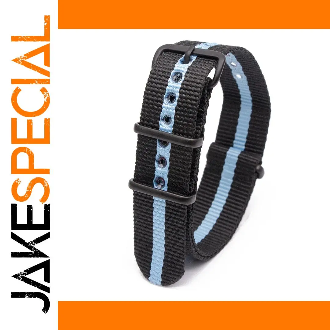 Durable Nylon Watch Strap with Blue Stripe 1 Durable Nylon Watch Strap with Blue Stripe