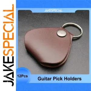 12Pcs PU Leather Guitar Picks Case with Key Ring