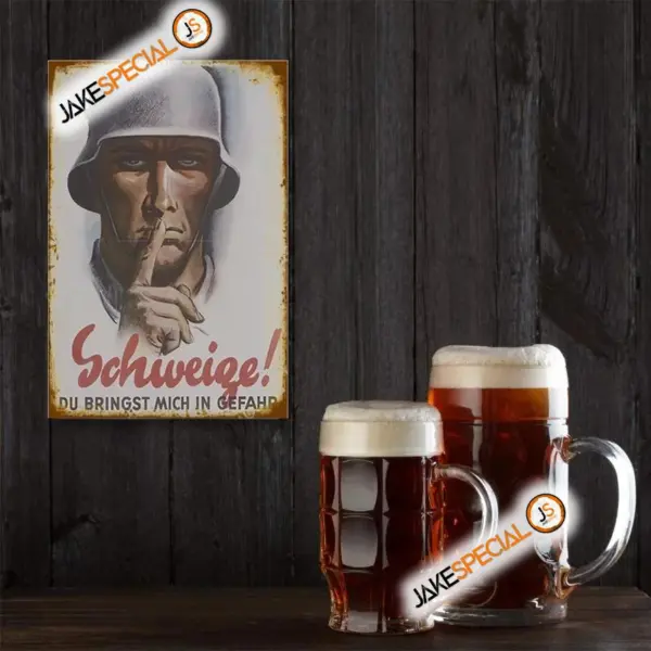 Vintage German Soldier Metal Sign 8x12 Inch - Image 5
