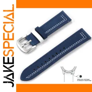 Vintage Navy Blue Leather Watchband 22mm