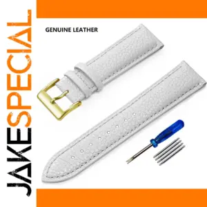 Genuine Leather 19mm Watch Band in Light Gray