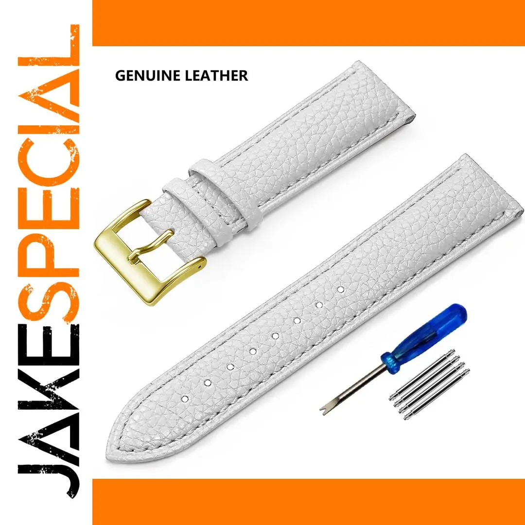 Genuine Leather 19mm Watch Band in Light Gray 1 Genuine Leather 19mm Watch Band in Light Gray