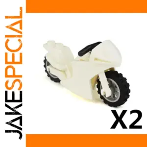 White Motorcycle Minifigures Set - 2 Pieces