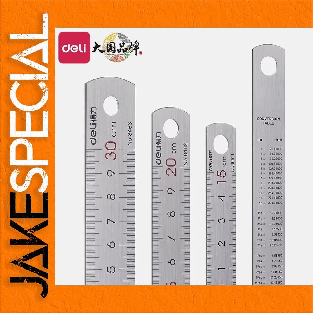Deli Stainless Steel Ruler Set - 10cm, 20cm, 30cm 1 Deli Stainless Steel Ruler Set - 10cm, 20cm, 30cm