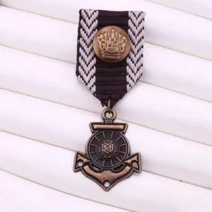 Navy Style Medal Brooch with Ribbon Pin