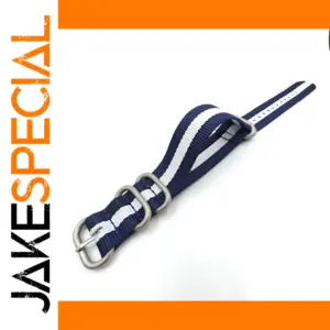 Blue and White Striped Nylon Watchband Strap