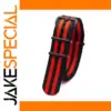 Vibrant Nylon Watch Strap Black Red Stripes 18-24mm