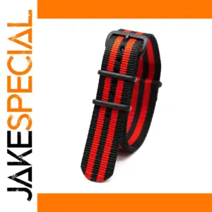 Vibrant Nylon Watch Strap Black Red Stripes 18-24mm