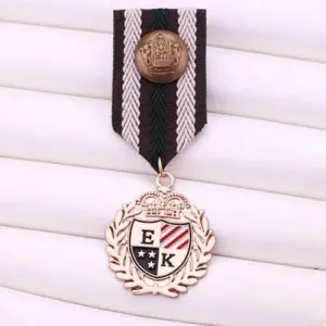 Navy-Style Gold Medal with Ribbon Pin