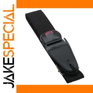 Adjustable Black Guitar Strap with Pick Holder