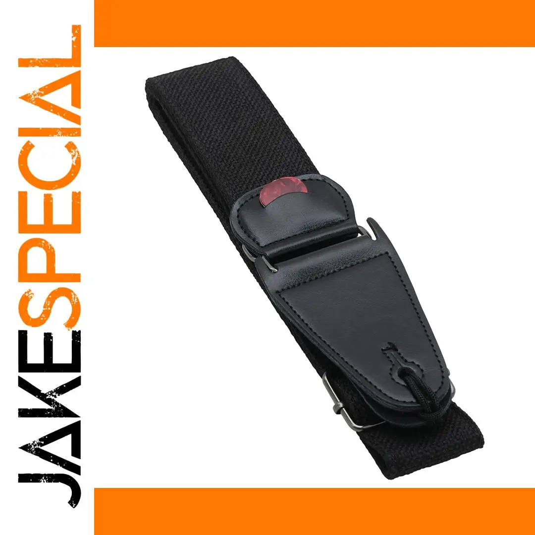 Adjustable Black Guitar Strap with Pick Holder 1 Adjustable Black Guitar Strap with Pick Holder