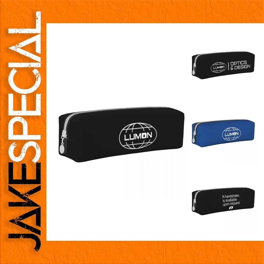 Lumon Logo Leather Pencil Case in Black and Blue 1 Lumon Logo Leather Pencil Case in Black and Blue