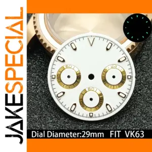 29mm White VK63 Movement Watch Dial