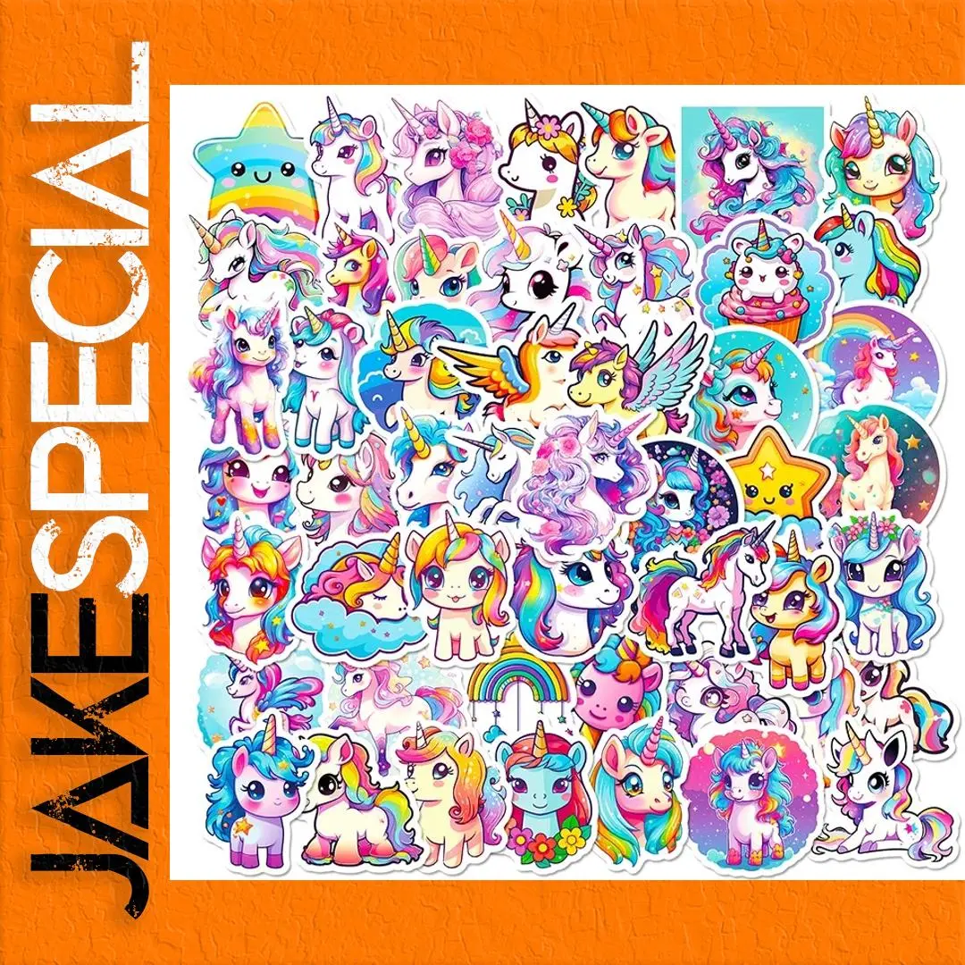 Unicorn PVC Sticker Set - 10, 30 or 50 Pieces 1 Unicorn PVC Sticker Set - 10, 30 or 50 Pieces