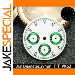 29mm VK63 Green Luminous Watch Dial