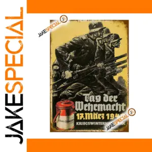 Vintage WWII German Soldiers Tin Sign 8x12 Inch