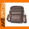 Men's Genuine Leather Crossbody Bag in Brown