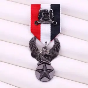 Military-Inspired Eagle Medal Brooch Pin